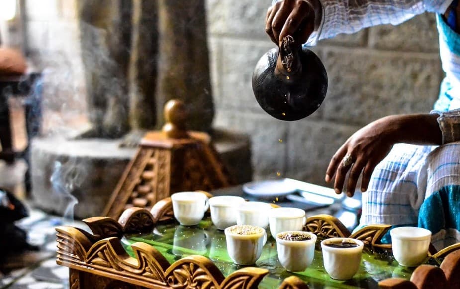 Traditional Ethiopian coffee ceremony in Addis Ababa