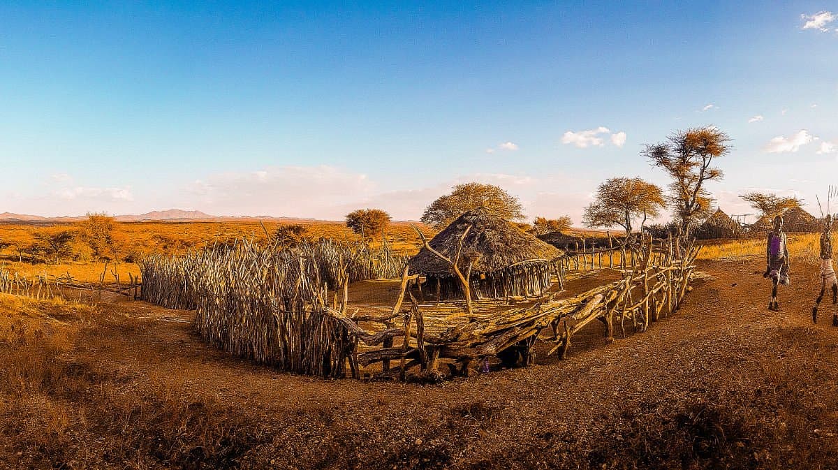 Traditional Hamer village enclosure near Mago National Park, Ethiopia